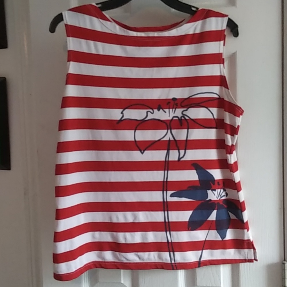 Y2K AGB Nautical Stripe Tank Flowers